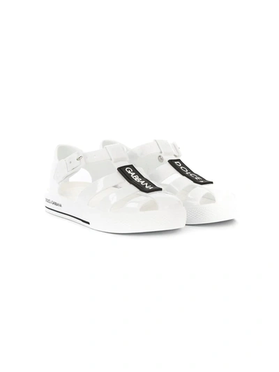 Dolce & Gabbana Kids' Logo Patch Jelly Shoes In White