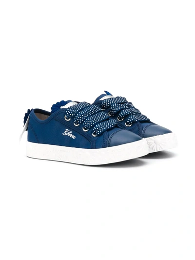 Geox Kids' Lace-up Sneakers In Blue