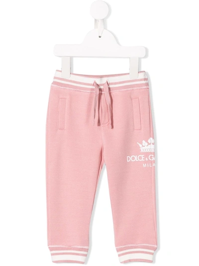 Dolce & Gabbana Babies' Logo Track Pants In Pink