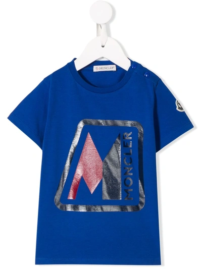 Moncler Babies' Logo-print T-shirt In Blue