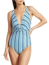 Jonathan Simkhai Women's Metallic Striped One-piece Swimsuit In Blue Stripe