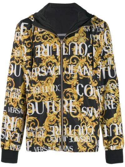 Versace Jeans Couture Barocco Print Hooded Jacket In Yellow