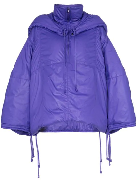 purple puffer jacket