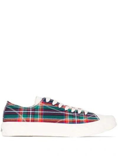 Age Green And Red Check Low Top Sneakers