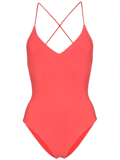 Anemone Criss-cross Strap Swimsuit In Red