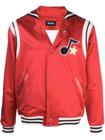Just Don Red Men's Silk Cape Varsity Jacket