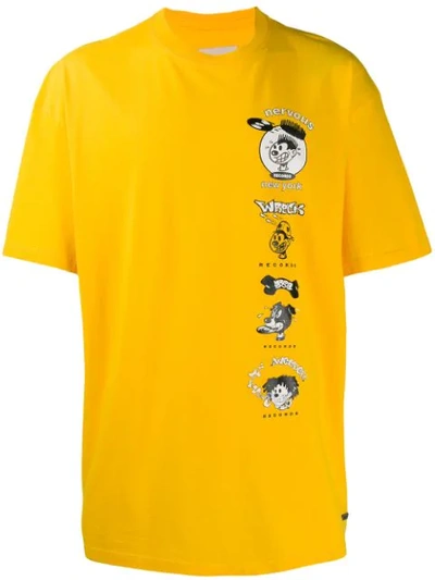 Buscemi Printed Cotton Short Sleeve T-shirt In Yellow