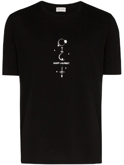 Saint Laurent Satanic Logo Print T In Black