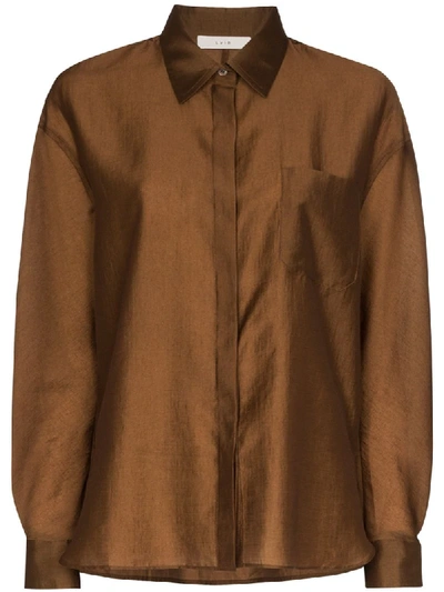 Lvir Tencel-blend Satin Shirt In Brown
