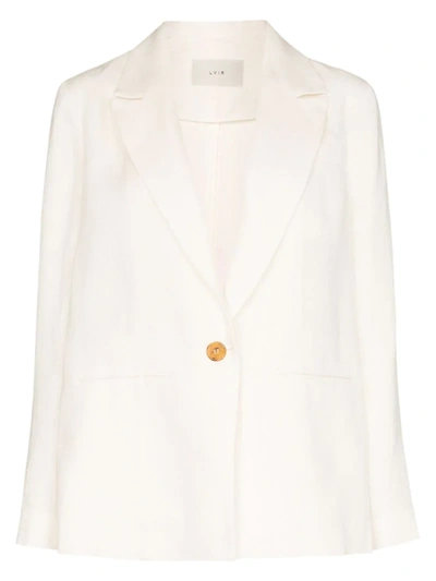 Lvir Oversized Single-breasted Linen Blazer In White