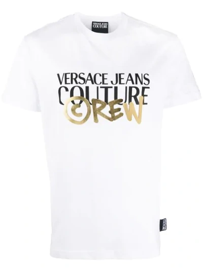 Versace Jeans Couture Logo Print Crew Neck T-shirt In White