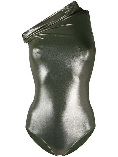 Rick Owens Off-the-shoulder Swimsuit In Green