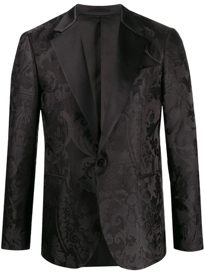 Versace Barocco Jacquard Blazer In Black