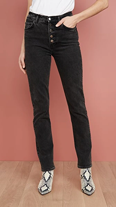 Reformation Liza High Straight Button Fly Jeans In Yuma