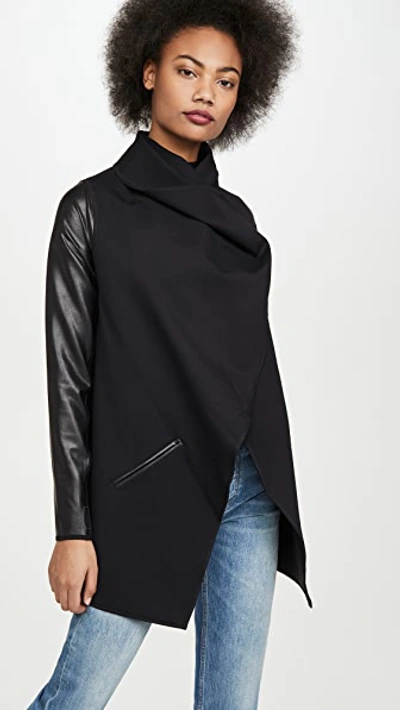 Spanx Faux Leather Convertible Jacket In Very Black