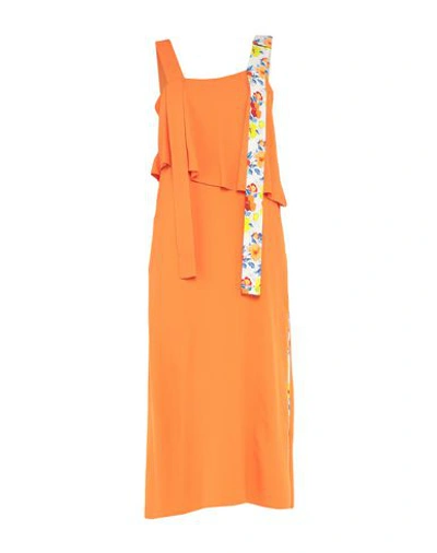 Msgm Long Dress In Orange