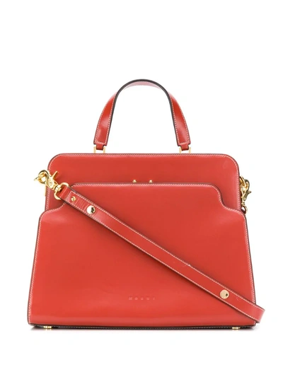 Marni Trunk Reverse Handbag In Red