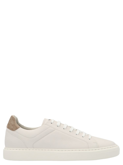 Brunello Cucinelli Semi-polished Calfskin Sneakers In White