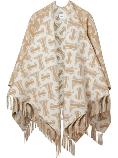 Burberry Monogram Pattern Cape In Neutrals ,white