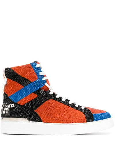 Philipp Plein Money Beast High-top Sneakers In Orange