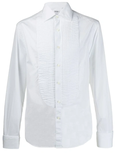 Brunello Cucinelli Pleated Front Shirt In White