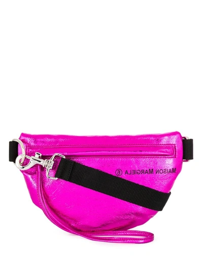 Mm6 Maison Margiela Metallic Two-compartment Belt Bag In Pink