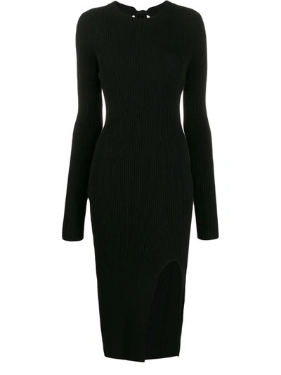 Mm6 Maison Margiela Knitted Midi Dress In Black