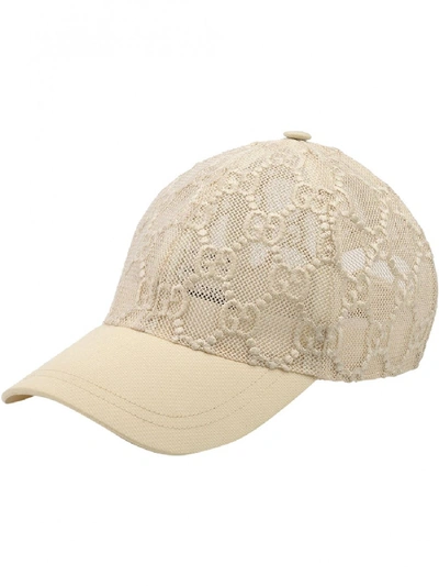 Gucci Gg Embroidered Baseball Cap In White