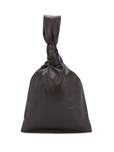 Bottega Veneta Leather Knot Bag In Black & Silver