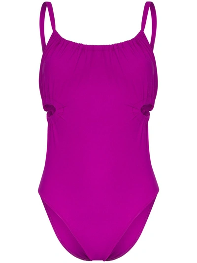 Araks Yui Ruched Cut-out Swimsuit In Purple