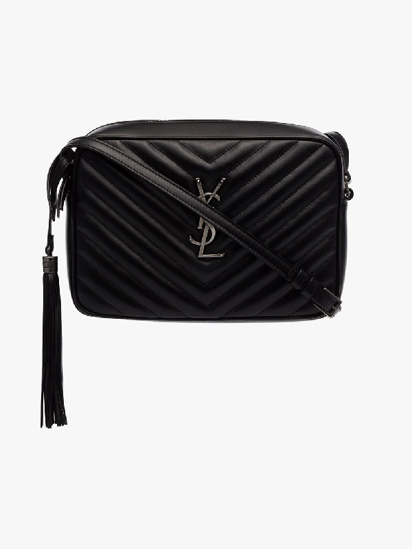 Saint Laurent Gesteppte Lou Umhangetasche In Black Modesens