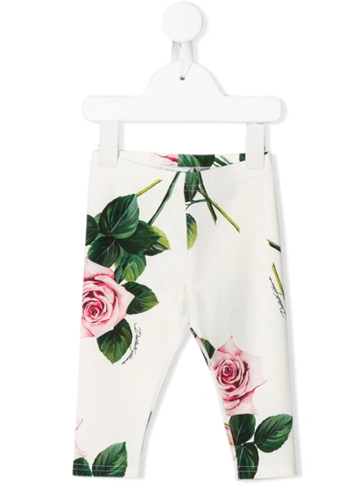 Dolce & Gabbana Babies' White Floral Leggings