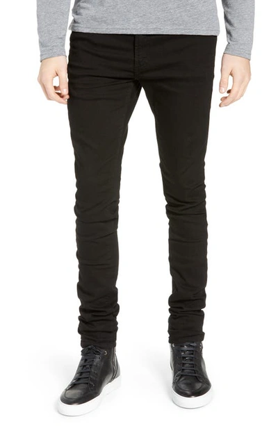 Monfrere Greyson Slit-knee Stretch Japanese Skinny Jeans In Noir