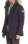 Canada Goose Carson Fusion Fit Hooded Down Parka With Genuine Coyote Fur Trim In Navy