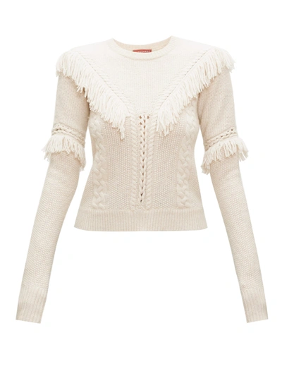 Altuzarra Buckeye Fringed Cable-knitted Sweater In Ivory