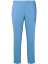 Theory Knit Cropped Tailored Trousers In Blue