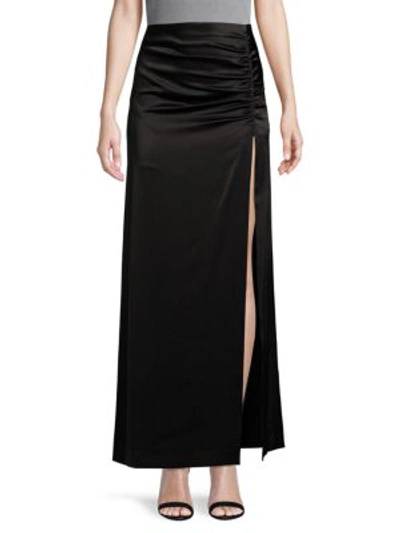 Alice And Olivia Side-ruched Maxi Skirt In Black