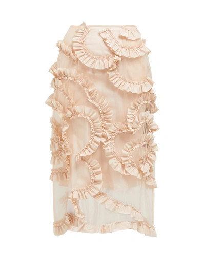 Moncler High-low Ruffled Skirt In Pink