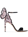 Sophia Webster Chiara Butterfly Embroidered Silk & Leather Sandals In Black