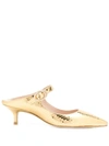 Stuart Weitzman Elisabetta Metallic Snakeskin-embossed Leather Mules In Rose Gold