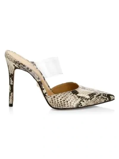 Schutz Sionne Pvc & Snakeskin-embossed Leather Mules In Multi