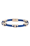 Tory Burch Serif-t Single-wrap Bracelet In Tory Gold / Nautical Blue