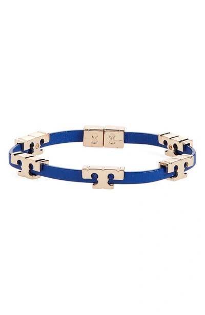 Tory Burch Serif-t Single-wrap Bracelet In Tory Gold / Nautical Blue