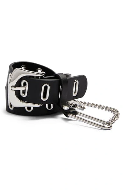 Topshop Oval Eyelet Chain Belt In Black