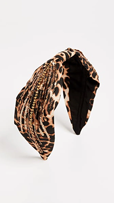 Namjosh Women's Embellished Leopard-print Knotted Headband In Leopard Print