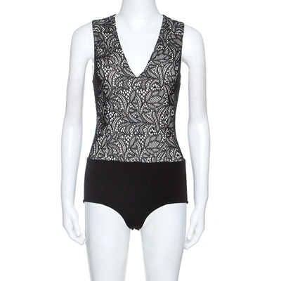 Pre-owned Alice And Olivia Black Lace Sleeveless Zooey Bodysuit Xs