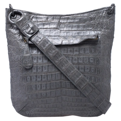 Pre-owned Nancy Gonzalez Grey Crocodile Messenger Bag