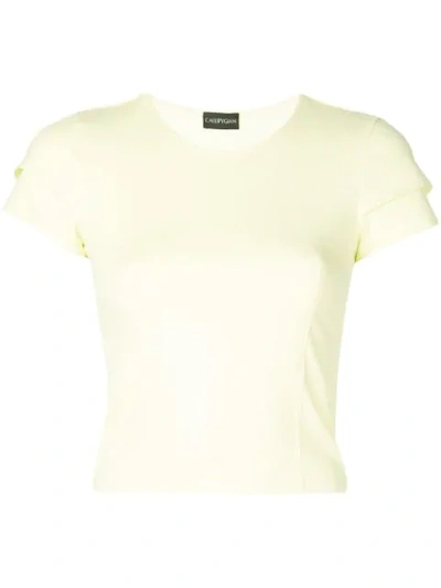 Callipygian Opening Ceremony Contrast Stitch Tee In Yellow