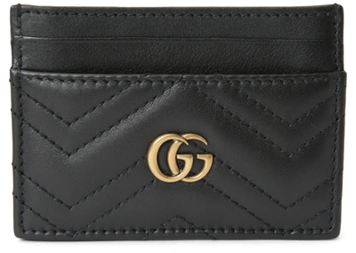 Pre-owned Gucci  Gg Marmont Card Case Matelasse Black