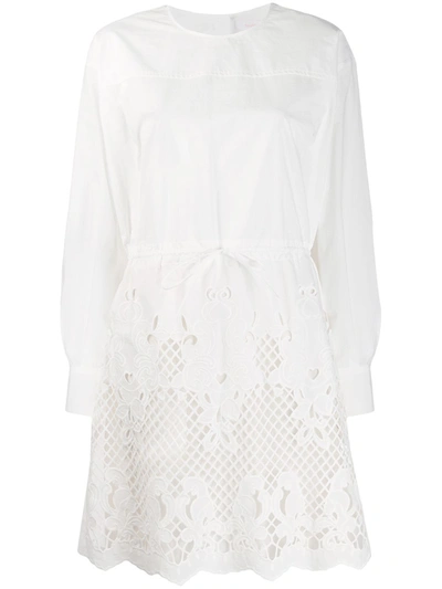 See By Chloé Laser-cut Shirt Dress In White